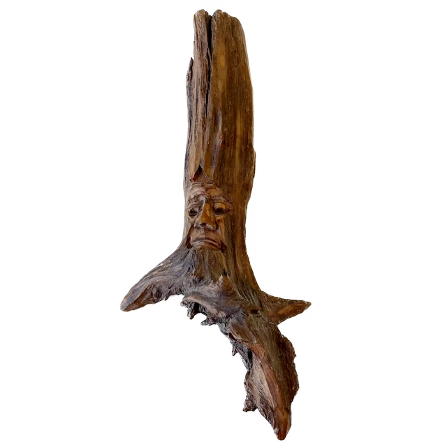 Vintage Hand Carved Driftwood Drama Face Folk Art Wall Plaque Sculpture