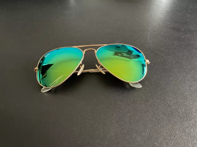 Ray Ban Sonnenbrille Pilotenbrille RB 3025 Original Aviator grün verspiegelt