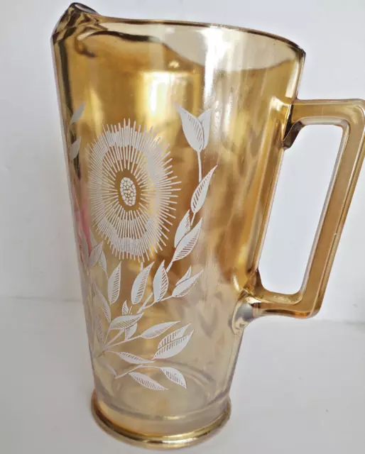 Vintage Jeannette Marigold Carnival Glass Lemonade Pitcher 9 1/4" Tall