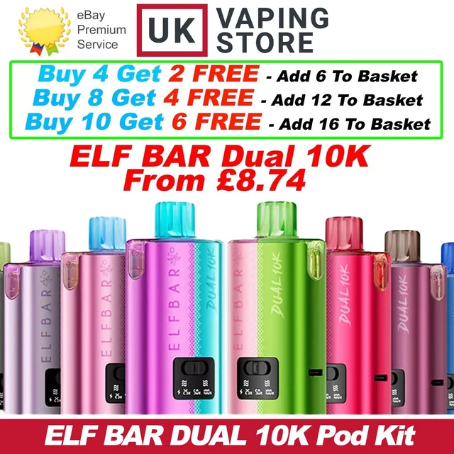 ELF BAR DUAL 10K Prefilled Pod Vape Kit | Rechargeable | 20mg | 10,000  Puffs £6.99