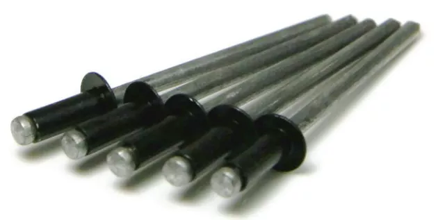 Black All Aluminum POP Rivets - (4-4) 1/8" x .400 (0.188 - 0.250 Grip) Qty-100