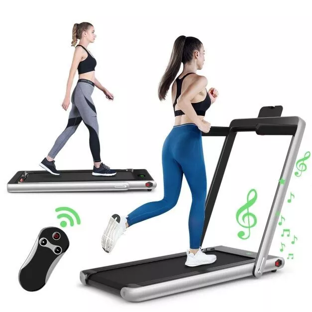 1-12Kph Folding Electric Treadmill with Bluetooth Capability - Silver