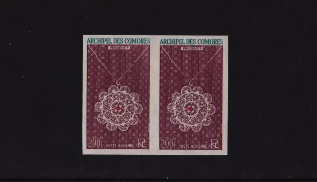 Comoro Isles - 1963 Handicrafts - 200f (Pendant) - IMPERF PAIR - UM - SG 40(var)