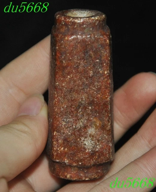 2.4"Hongshan culture Old Jade carve fengshui Jade Cong yu zong statue pendant