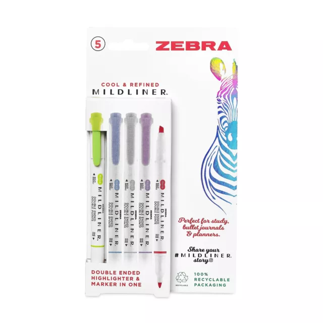 Zebra Pen MILDLINER Dual Tip Highlighter Pens, Pastel Highlighters Pens For Adul 2