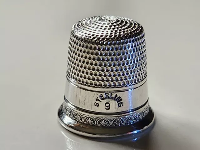 Antique Sterling Silver Thimble size 9 No holes c1890's EC