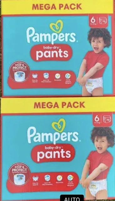 Lot Pampers. 2 cartons de 70 couches. Taille 6 de 14 à 19kg Mega Pack