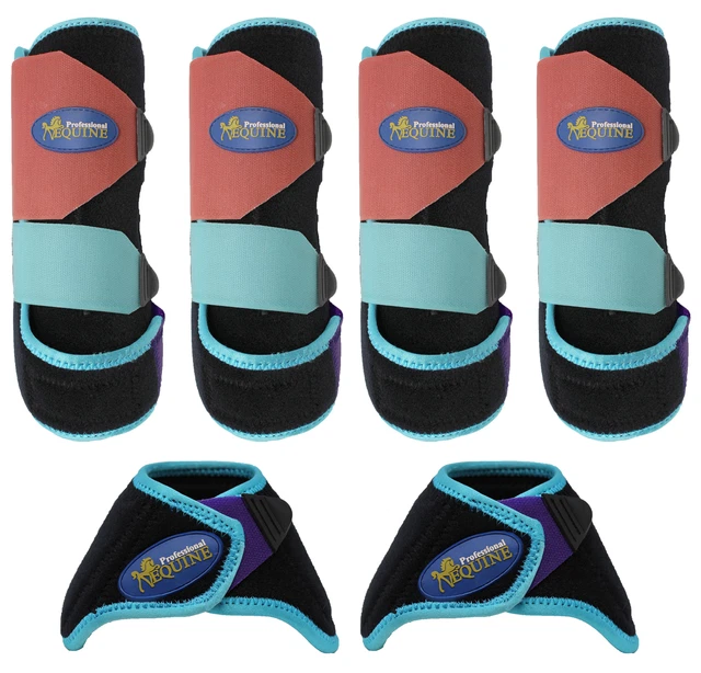 Horse Medium Professional Equine Sports Medicine Splint Boots Bell Black 4113D