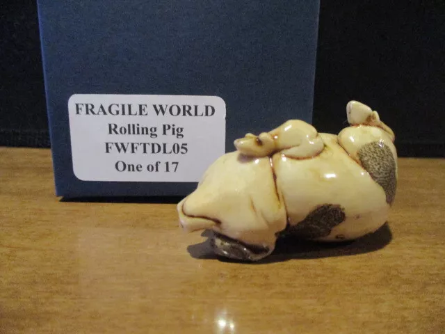 Harmony Kingdom MP's Fragile World Rolling Pig Marble Resin Figurine LE 17 RARE 3