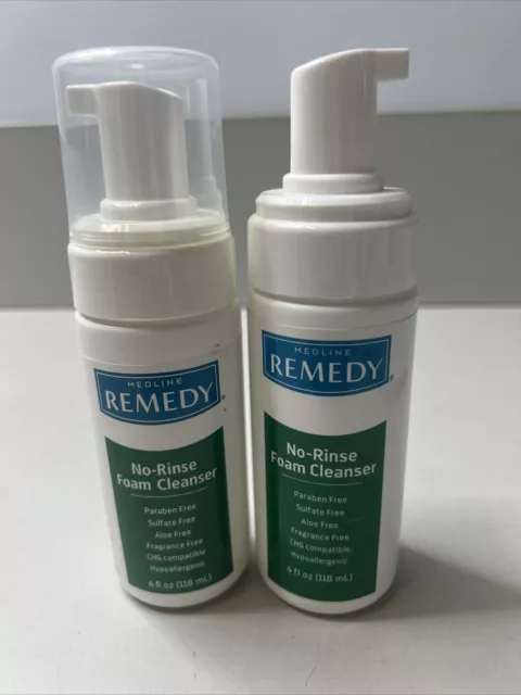 2 Pack Medline Remedy UNSCENTED No-Rinse Foam Cleanser 4 oz Pump