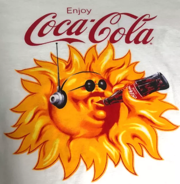 Men's Coca Cola Tshirt Size XL Sun Headphones Drinking Coke Bottle Lucky Brand