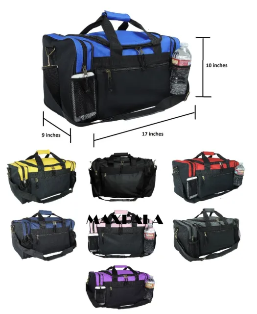 Duffle Duffel Bag Sport Travel Carry-On Workout Gym Red Black Blue Gold Gray 17"