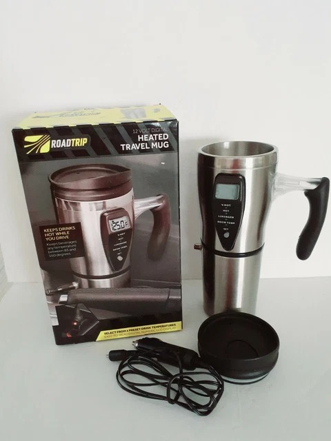 Road Trip HEATED TRAVEL MUG 12 Volt Digital Display Programmable NEW