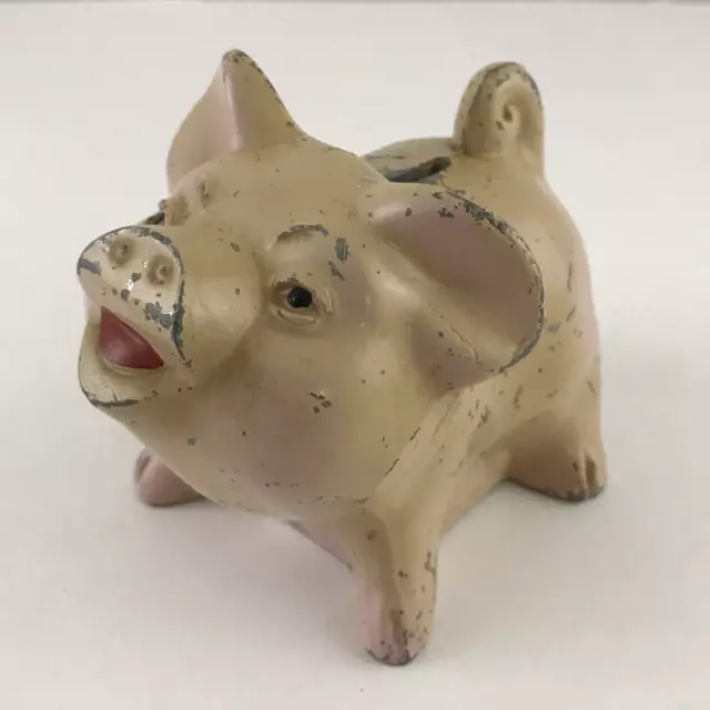 Vintage Banthrico Metal Piggy Bank - Rare Flesh Colored Painted Pig Design