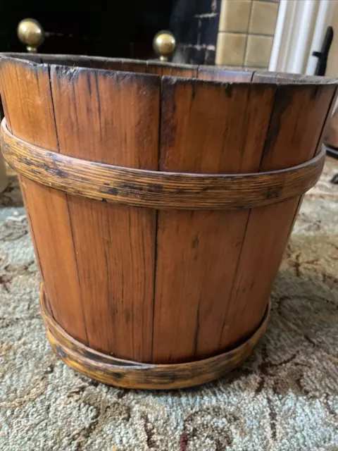 Primitive Antique Rustic Wooden Sap Maple Bucket Wood Banded Handmade Pail !! 3