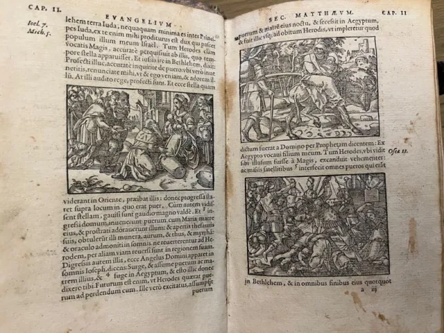 Renaissance picture bible, over 150 woodcuts, master binding, Strasbourg 1595