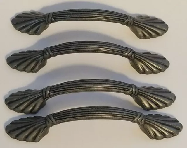 Set of 4 Vintage Antiqued Steel Metal Drawer Pulls Handles Bail Steampunk Wire