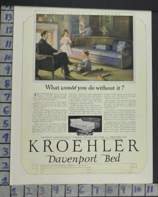 1924 Kroehler Davenport Couche Bed Living Room Home Decor Vintage Ad Br39