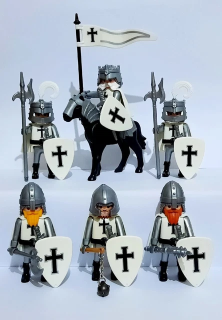 2 Crociati Templari Per Playmobil &ndash; Ordin Dei Templari, Cavalieri Crusader &ndash; RARO (Inutilizzati)
