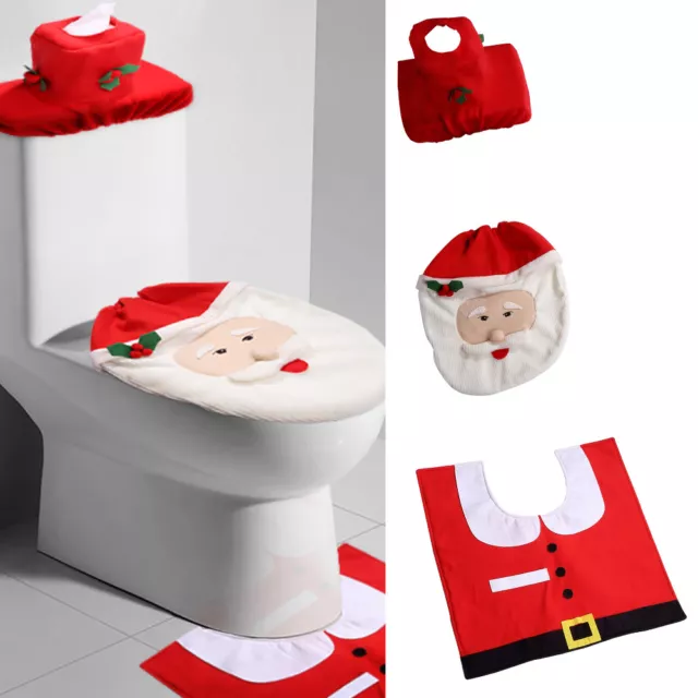 Christmas Bathroom Toilet Seat Cover Xmas Home Decoration- Santa Chair Covers