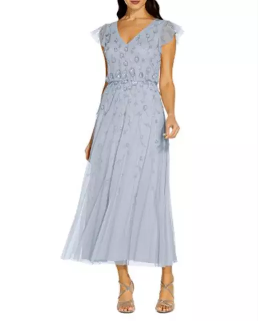 Adrianna Papell Beaded Cocktail Dress MSRP $279 Size 8 # 7A 1495 Blm