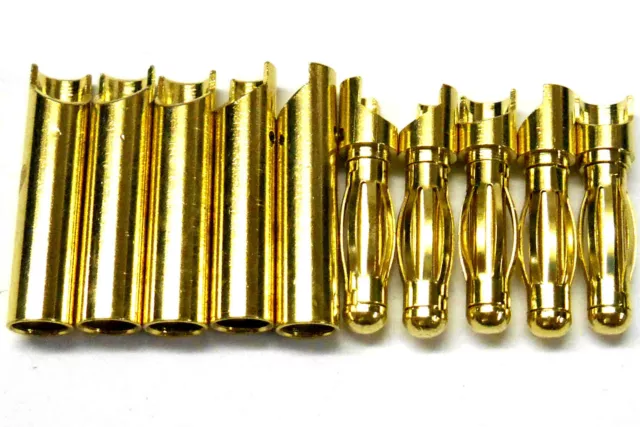 C0404 RC Conector 4mm 4.0mm Chapado en Oro Hombres y Mujeres Bala Banana X 5 Set