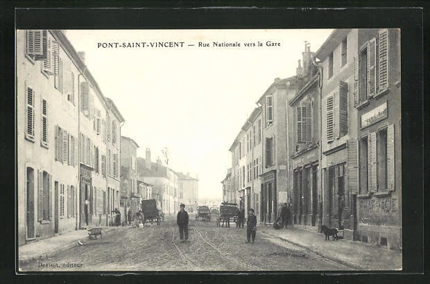CPA Pont-Saint-Vincent, Rue Nationale vers la Gare