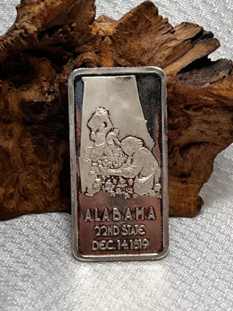 The Hamilton Mint .999 Silver One Troy Ounce Alabama State Ingot