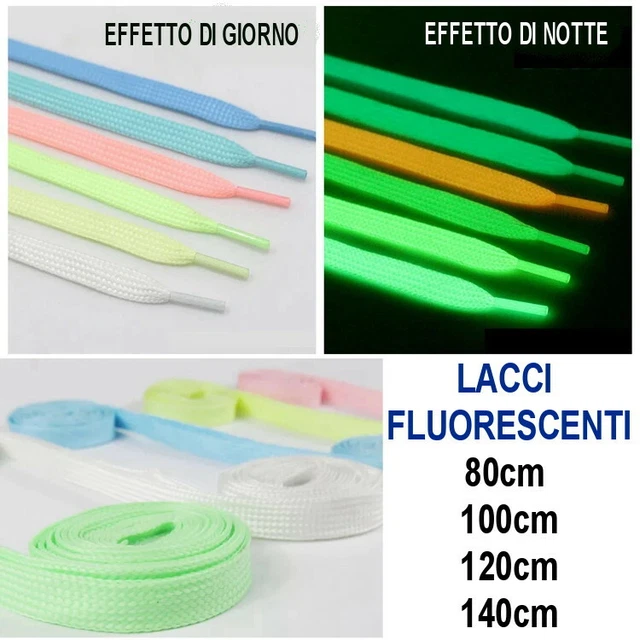 2 LACCI SCARPE FLUO FLUORESCENTI 80cm 100cm 120cm 140cm VERDI GIALLI BIANCHI BLU EUR 3 49 PicClick IT