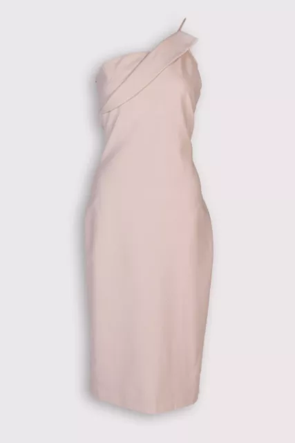 RRP €1250 CUSHNIE ET OCHS Sheath Dress US10 XL Pink Overlay Detail One Shoulder