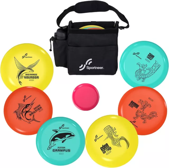 NQV Disc Golf Set with Bag,Disc Golf Beginner Set,6 PCS Flying Discs with  Putters Drivers Mid Ranges+1 Disc Golf Bag for Beginners