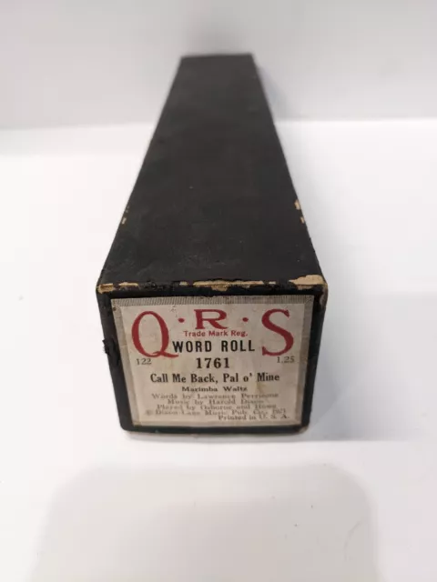 1921 Vintage QRS Player Piano Word Music Roll #1761 “Call Me Back, Pal O' Mine”
