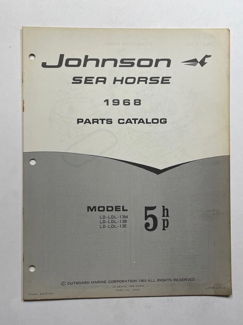 1968 Johnson OMC (Sea Horse 5 HP Models) Boat Motor Parts Catalog #383037