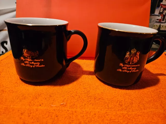 Two "Sweden Coat of Arm" Sweden Souvenir Gevalia Kaffee Vintage Cups