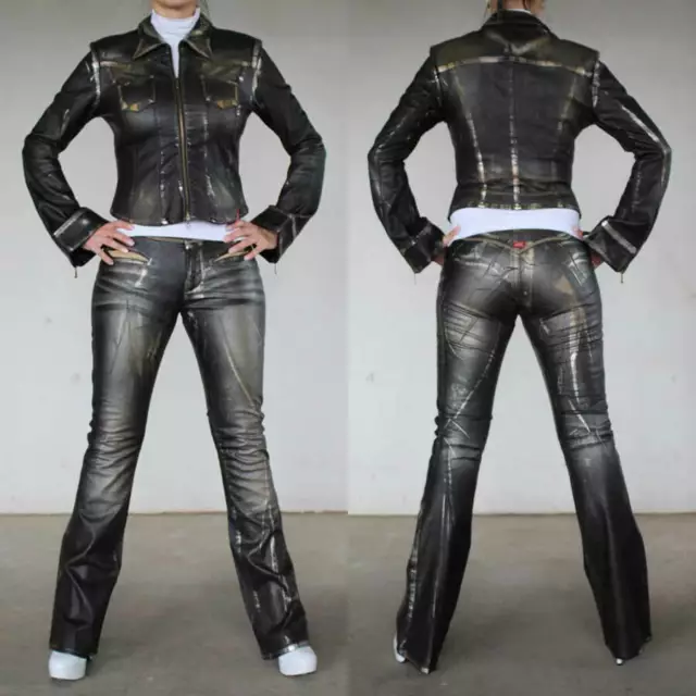 Miss Sixty Lederhose W27 Cow Augusta Kunstlederhose mit Lederjacke Blaire M
