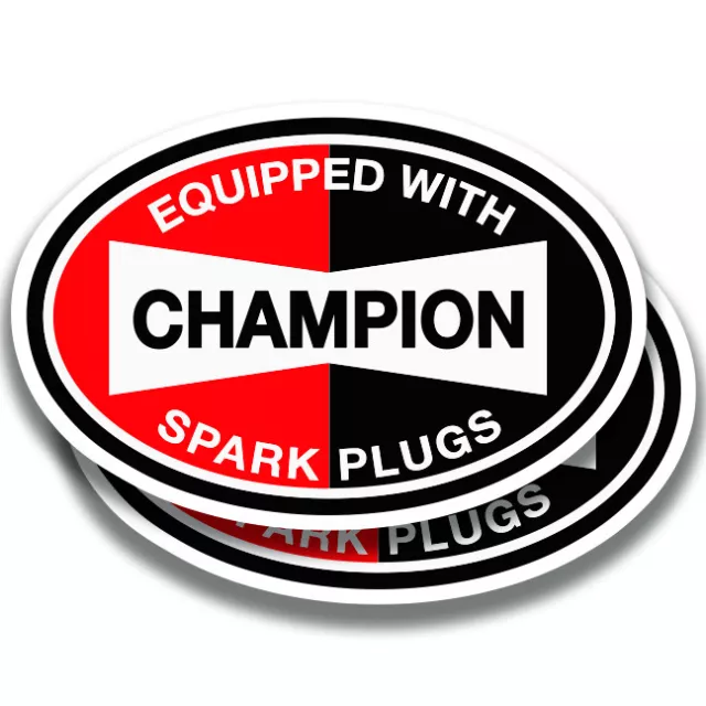 CHAMPION SPARK PLUGS DECAL Vintage 2 Stickers Bogo For Car Window Bumper Truck