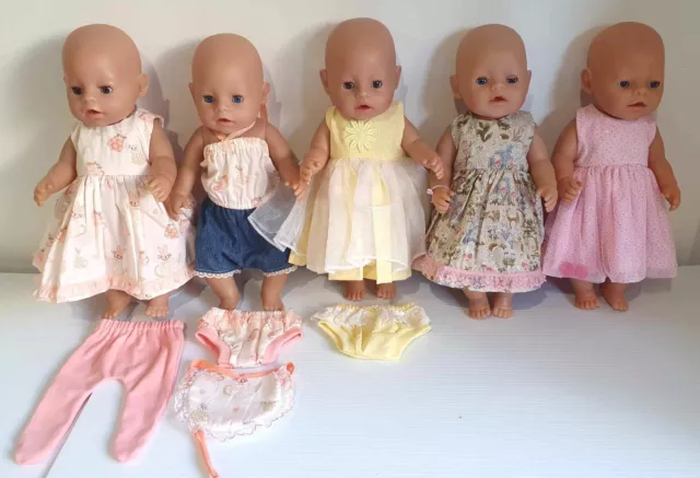 Dolls Clothes made to fit 43cm Baby Born Doll. 4x Dress, 1x Playsuit