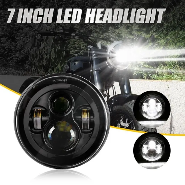 DOT 7 Inch LED Headlight Projector Motorcycle For Dyna Cafe Racer Bobber