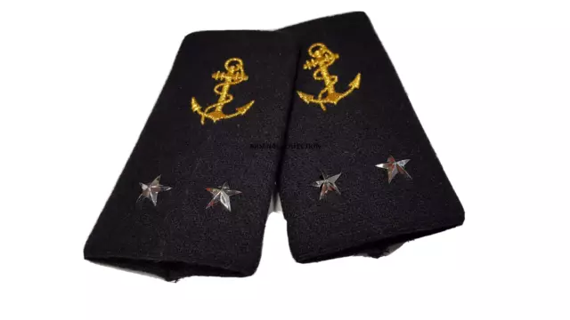 Paires De Fourreaux D'epaules Contre Amiral 2 Etoiles Marine Nationale Galons