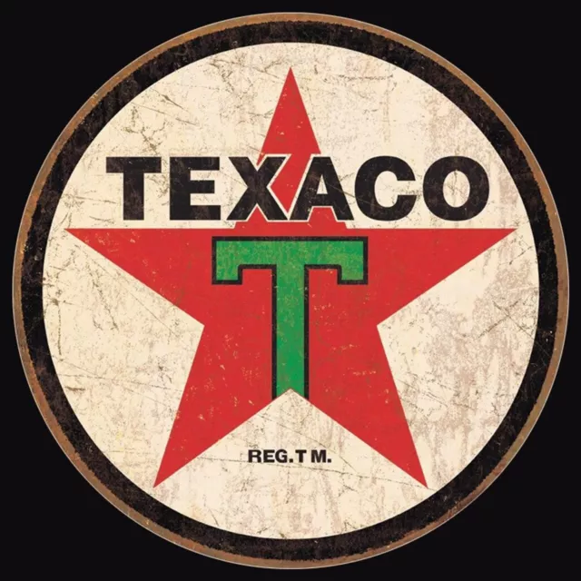 Texaco 1936 Logo Gas Oil Service Station Garage Rustic Round Metal Sign 12"