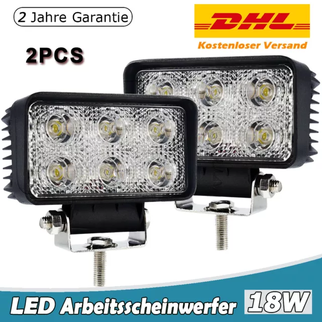 2X 18W LED Arbeitsscheinwerfer KFZ 12V 24V Auto Flutlicht Traktor Scheinwerfer