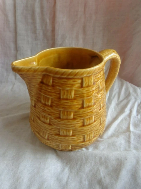 Ancien POT A EAU Digoin Sarreguemines jaune Décor Imitation Bois 14 cm Broc