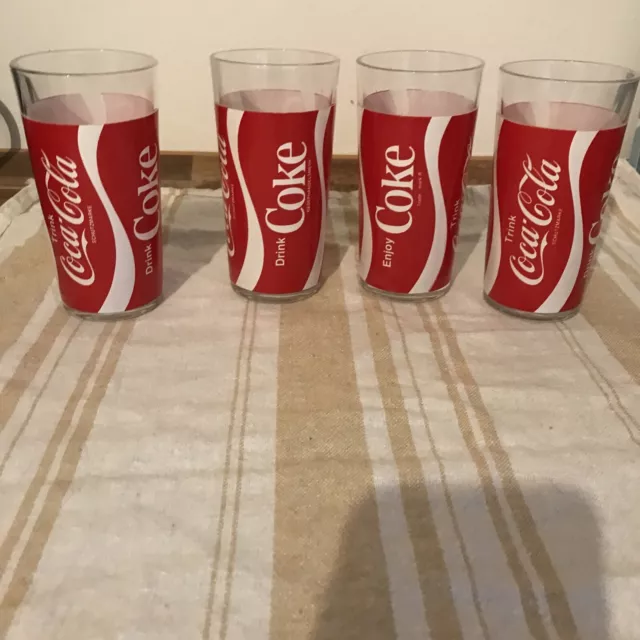 4 Stück Coca Cola Gläser Glas Coke 0,2L Vintage