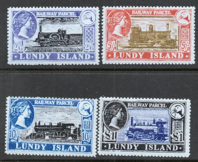 Lundy Island Railway UM/MNH 4er Set Aschenputtel/Phantom Briefmarken mit Unterdrucken