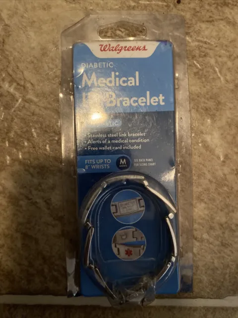 NEW Walgreens Men's Magnetic Diabetic Medical ID Bracelet Size L/XL