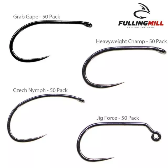 FULLING MILL BARBLESS Trout Fly Tying Hooks - 50 Per Pack - Black Nickel  £8.50 - PicClick UK