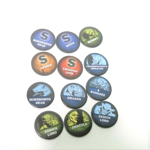 2010 Betrayal At House on the Hill Game Complete Set 12 Large Monster Tokens