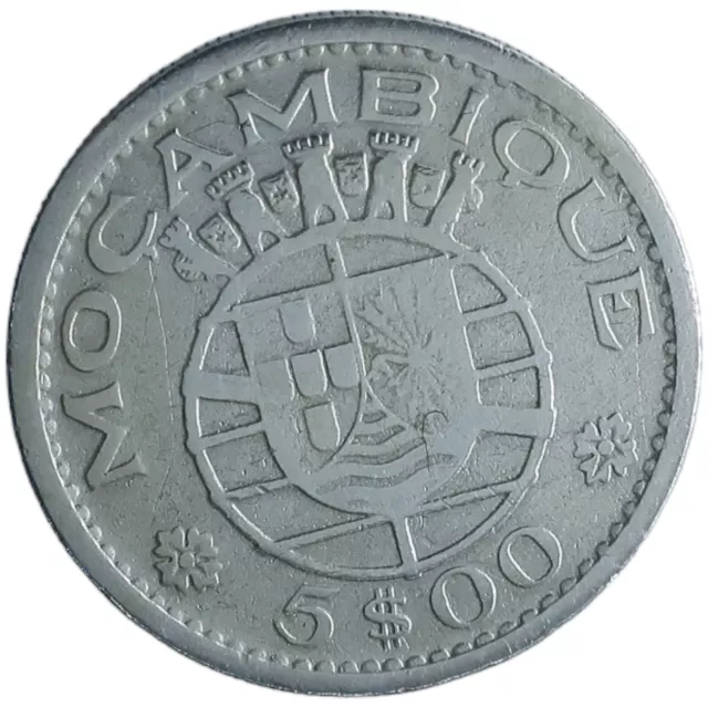 1960 Plata Portuguesa Mozambique 5 Escudos Colonial Africana Moneda Portuguesa Z229