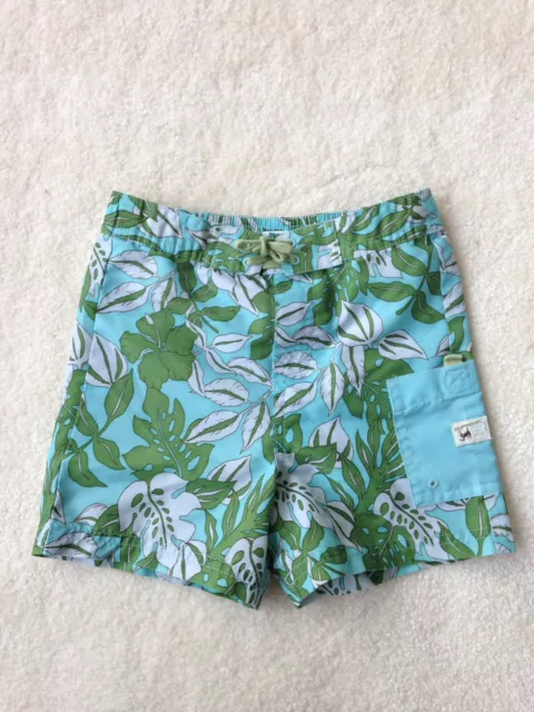 Janie And Jack Baby Boy Green Swim Shorts 12 - 18 Months Lined Trunks Board Y31