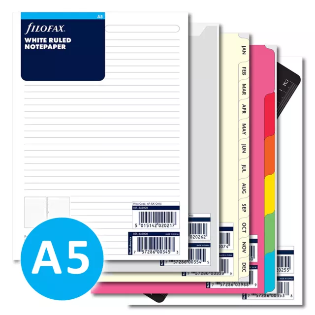 Filofax A5 Organiser Paper Inserts Refills - One stop shop - Full current Range